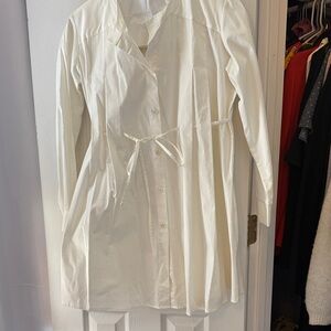 White Button-Up Shirt Dress